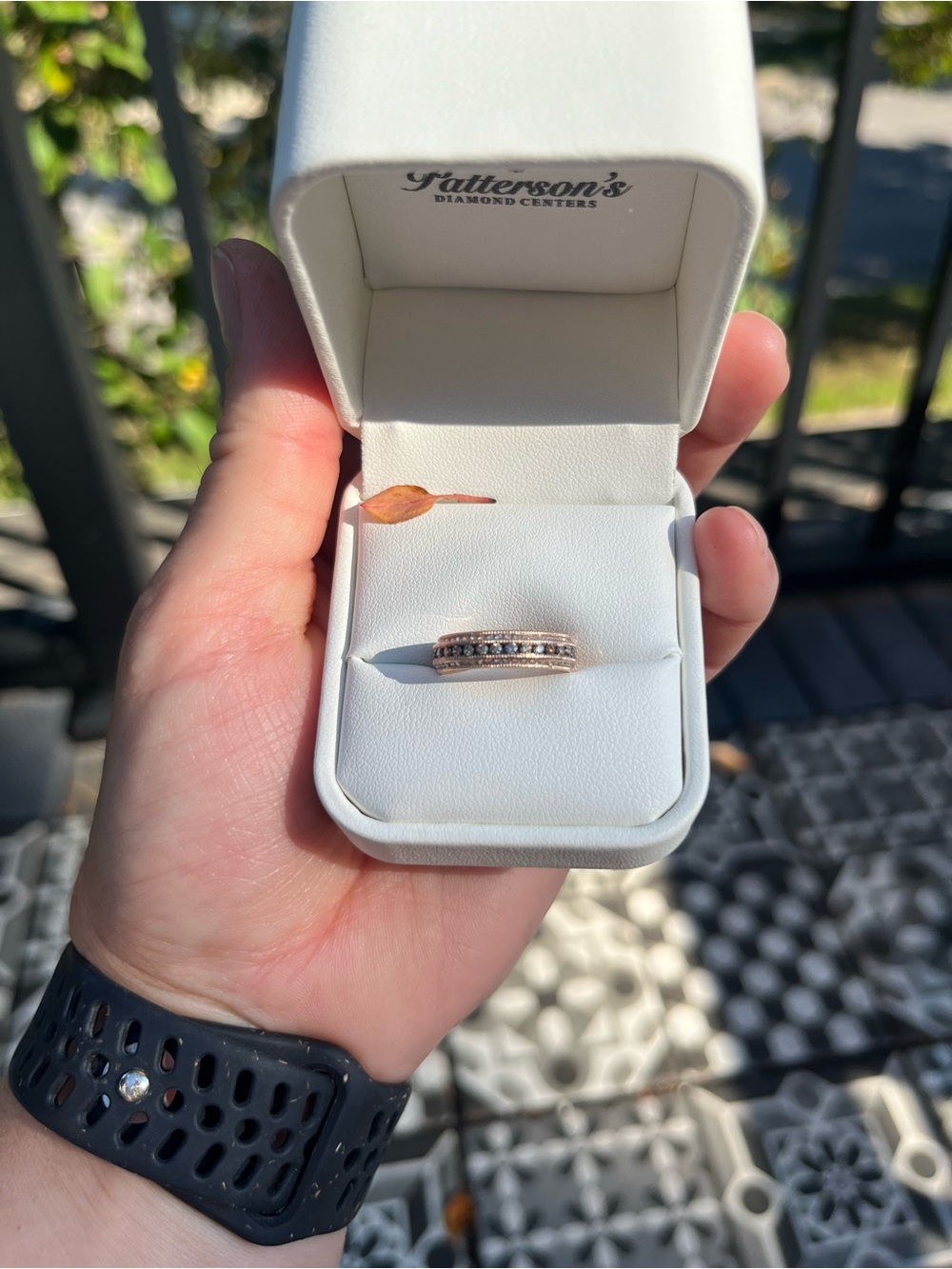 14K Rose Gold Ring (1.73 dwt) with chocolate and white diamonds